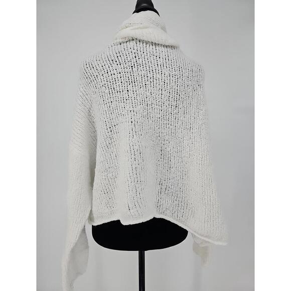 Free People Women's Oversized Sweater Small Cropped Ivory Cowl Neck Cozy Light - Picture 3 of 5